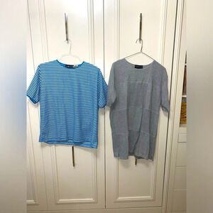 Metropolitan grey light sweater tunic & Sag Harbor‎ s/s striped top Large